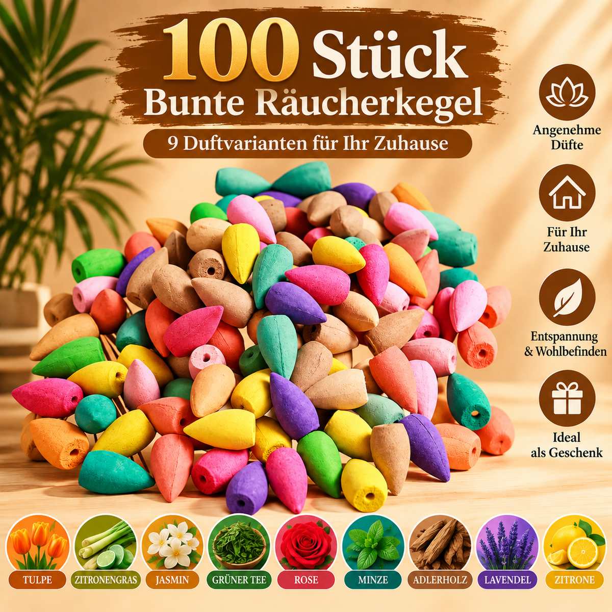 9Pack Colorful Aromatherapy Incense Sticks for Home Indoor Long Lasting Fragrance Smoke Falls for Viewing Relaxation