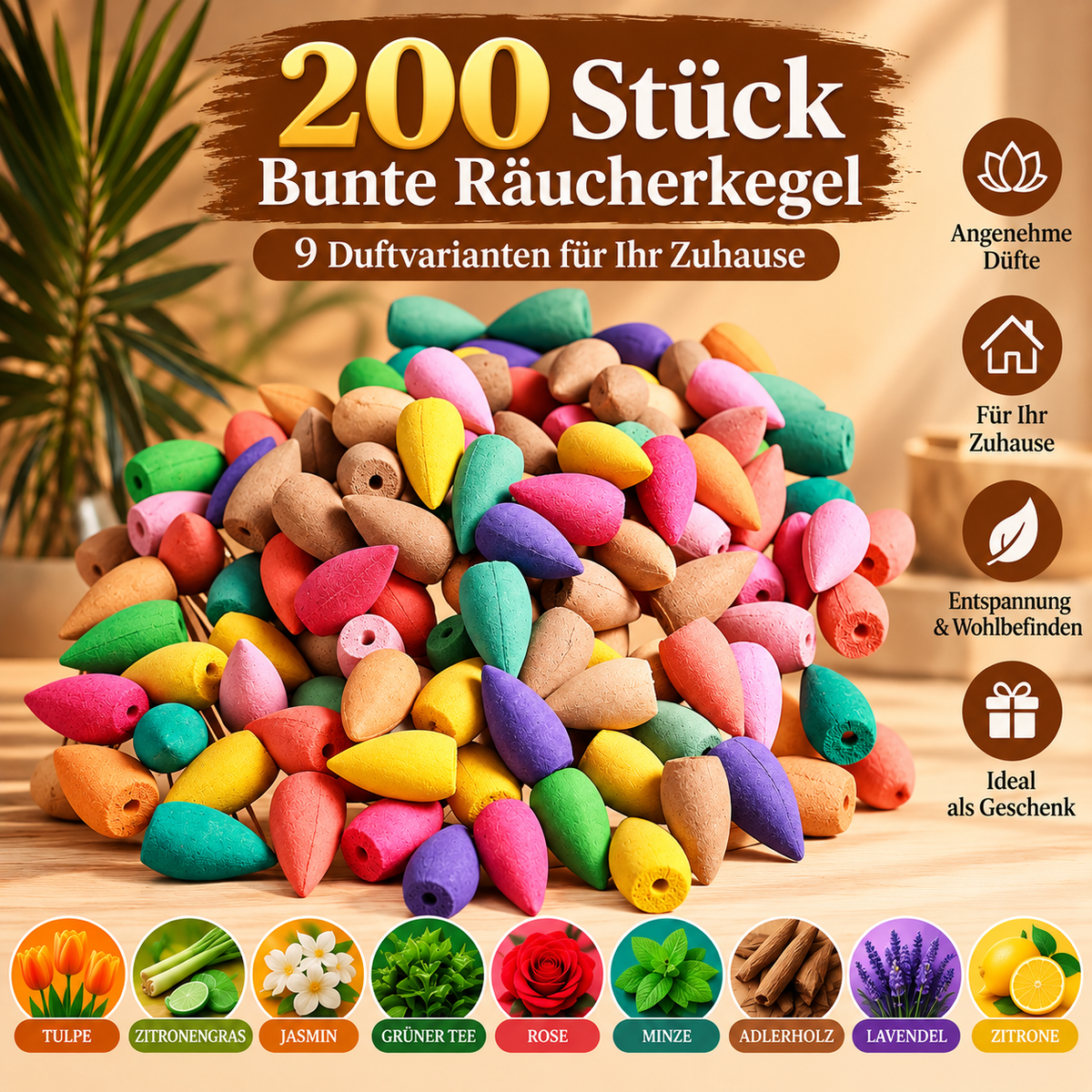 9Pack Colorful Aromatherapy Incense Sticks for Home Indoor Long Lasting Fragrance Smoke Falls for Viewing Relaxation