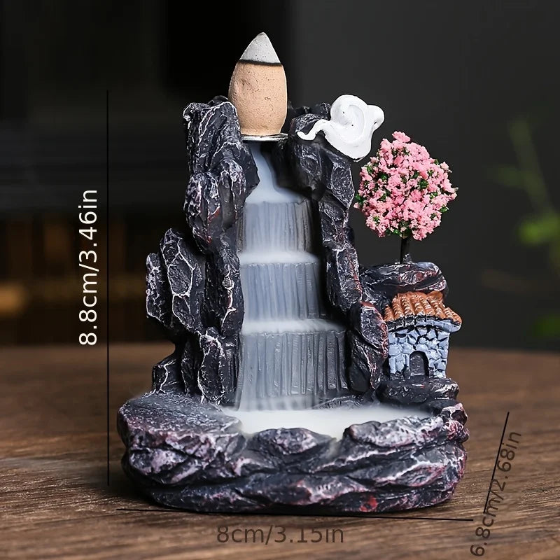 NOIRÉA Backflow-Räucherbrunnen – Wasserfall-Räucherkegelhalter