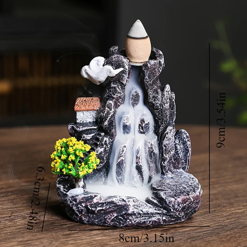 NOIRÉA Backflow-Räucherbrunnen – Wasserfall-Räucherkegelhalter