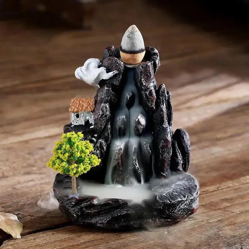 NOIRÉA Backflow-Räucherbrunnen – Wasserfall-Räucherkegelhalter